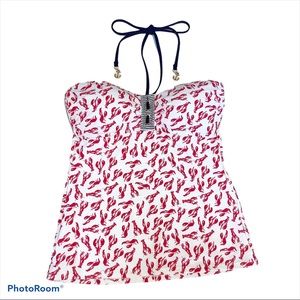 Sperry Top Sider Lobster Print Halter Tankini - S